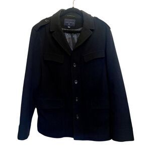 Banana Republic mens single breasted wool peacoat Black size L